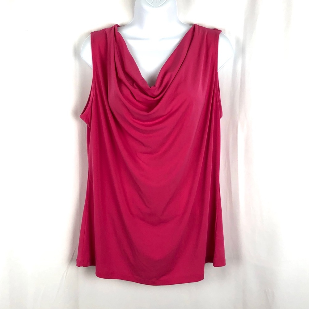 Ellen Tracy knit cowl neck sleeveless top L